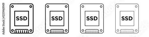 SSD drive icon Outline sign symbol set