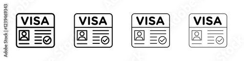 Start up visa icon Outline sign symbol set