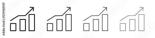 Statistic Up icon Outline sign symbol set