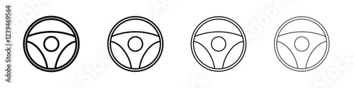 Steering wheel icon Outline sign symbol set