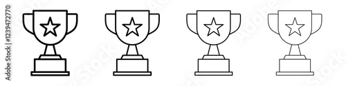 Trophy cup with star icon Flat illustration sign