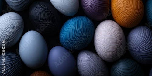 A collection of eggs in various colors and sizes photo