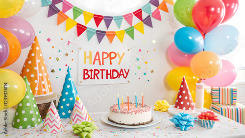 birthday cake with candles celebrating birthday background 