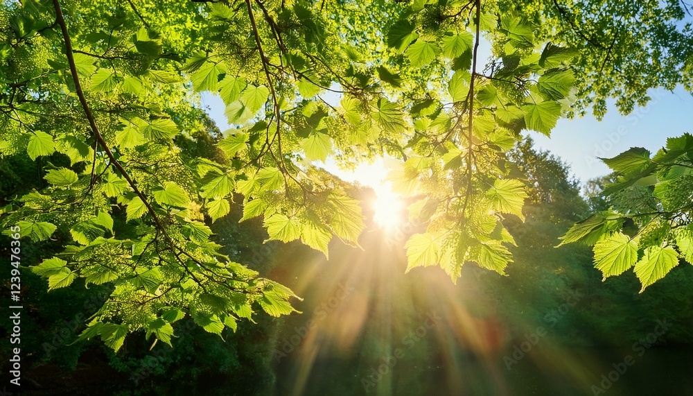 Fototapeta premium sunshine filtered through tree leaves