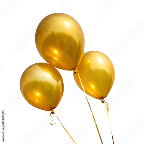 For birthday yellow balloons on transparent background PNG high quality 