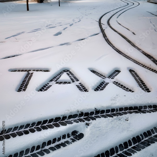 Taxi scrip written in the snow photo