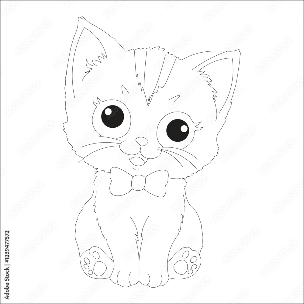 Obraz premium Kawaii Cat Coloring Page
