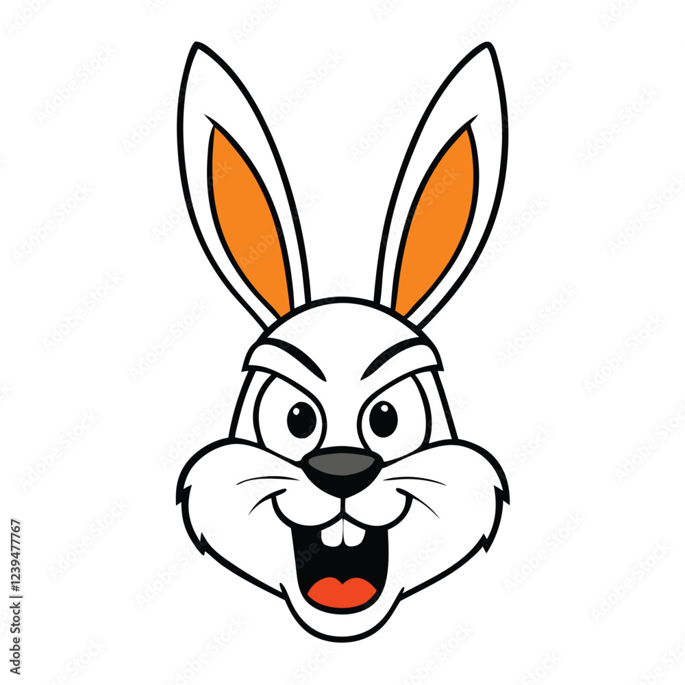 Rabbit head angry face vector art illustration Rabbit head angry face vector art illustration