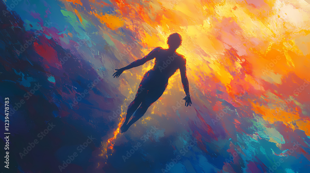 Naklejka premium abstract person figure floating