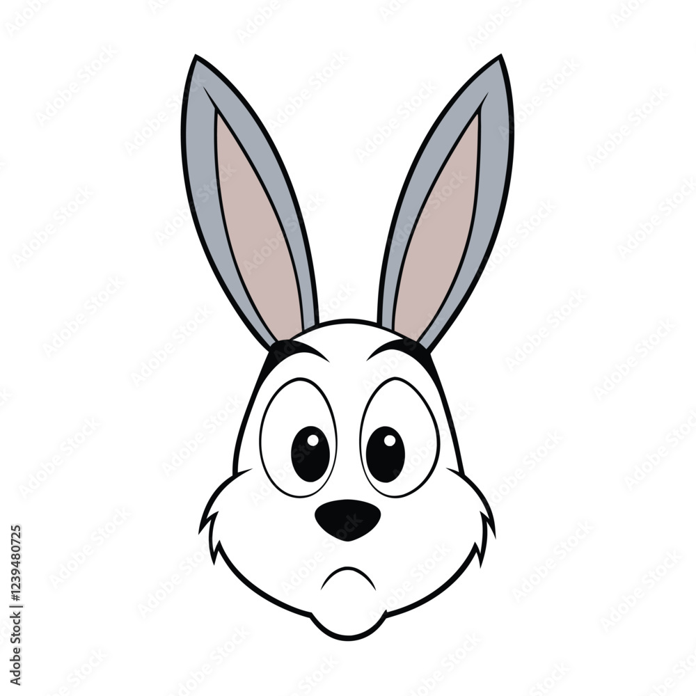 Rabbit head sad face vector art illustration Rabbit head sad face vector art illustration