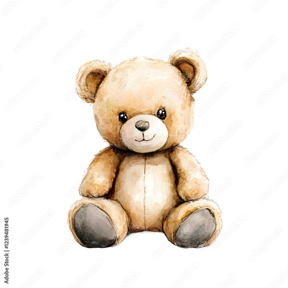 Fototapeta premium watercolor illustration of a teddy bear on a transparent background