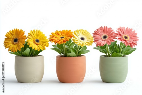 Wallpaper Mural Three vases of different colors, each containing a single flower Torontodigital.ca