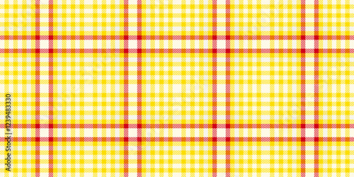 Vibrant yellow and red plaid pattern. Perfect for textile design, websites, packaging, or any project needing a cheerful, classic checkered texture. Seamless repeat for endless applications.