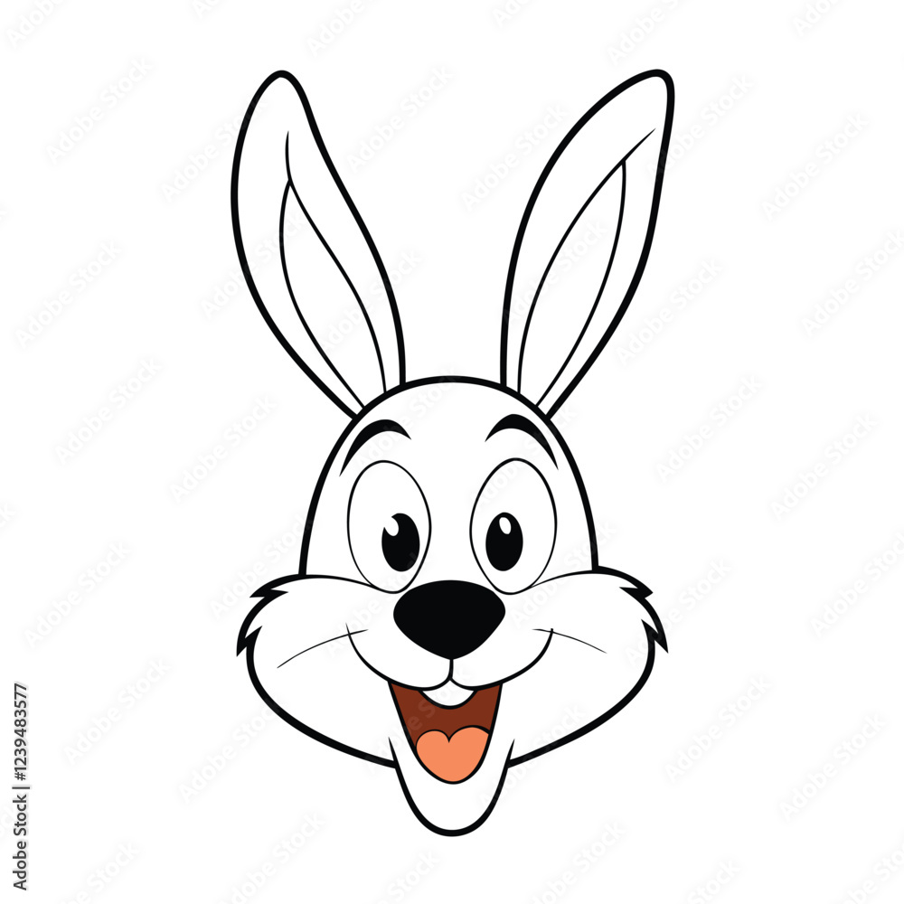 Rabbit head smiling face vector art illustration Rabbit head smiling face vector art illustration