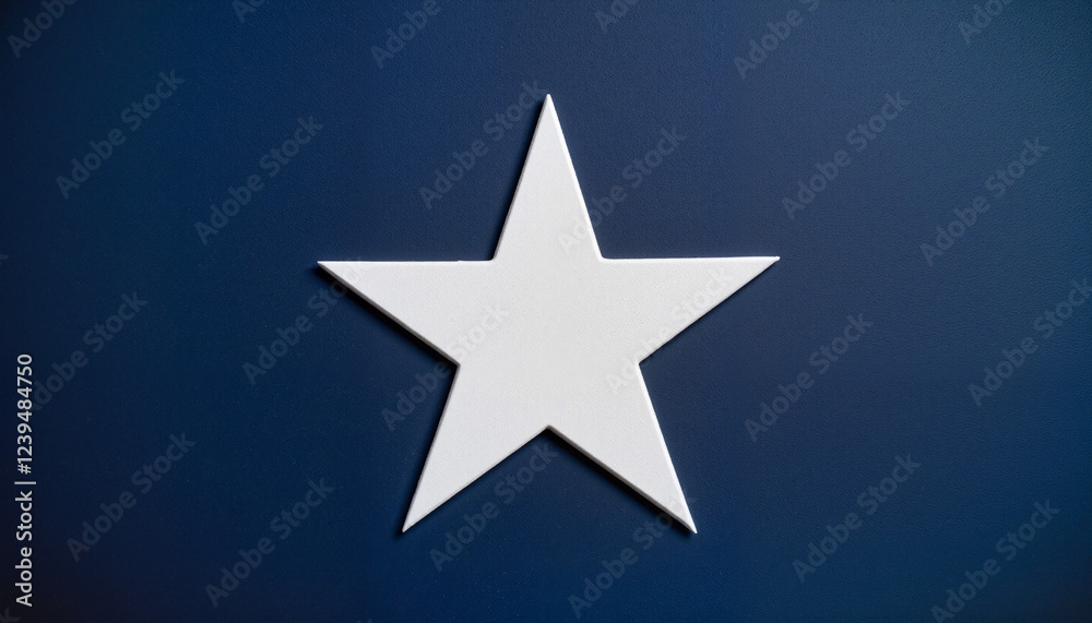 Obraz premium Minimalistic white Lone Star symbol on dark blue background, representing Texas independence