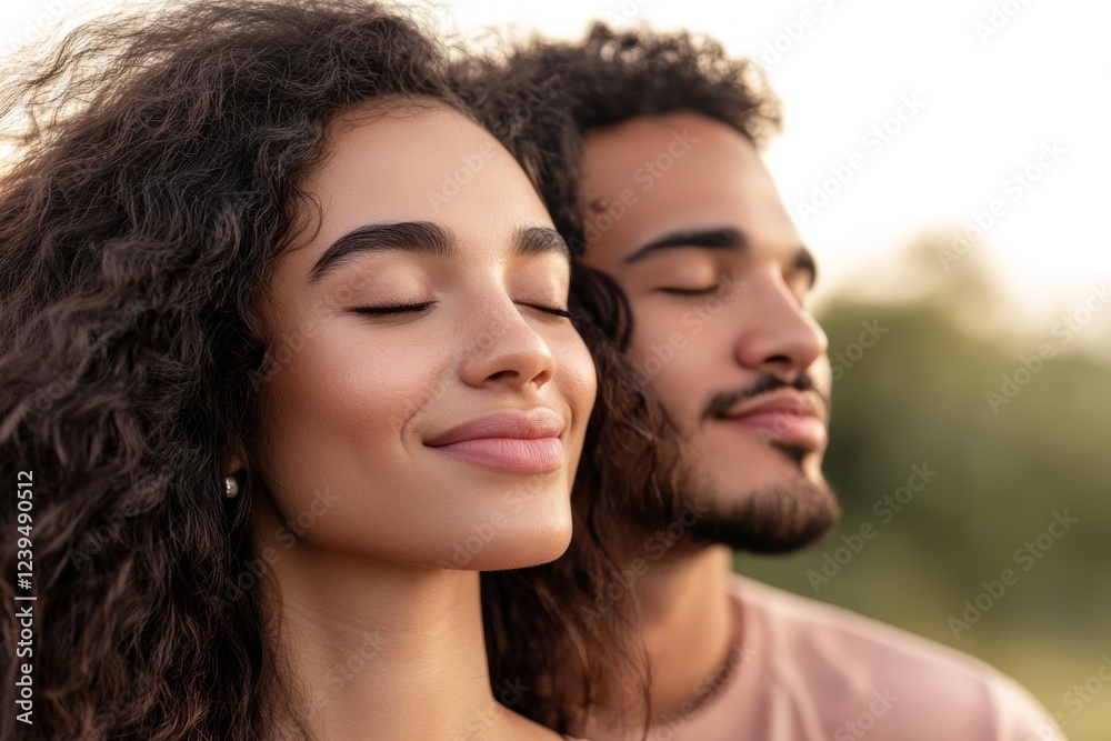 Woman and a man are smiling and looking at the camera Woman and a man are smiling and looking at the camera