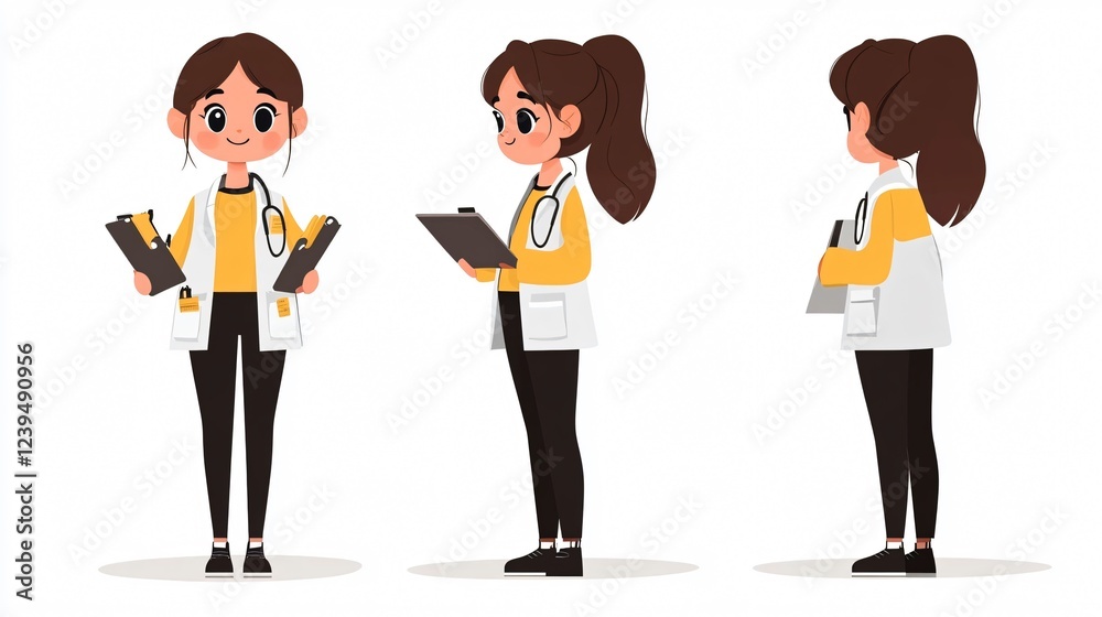 Adorable Cartoon Character Illustration of a Person with a Friendly Smile and a Stylish Outfit Adorable Cartoon Character Illustration of a Person with a Friendly Smile and a Stylish Outfit