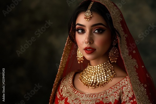 Radiant Bride in Red: A Stunning Portrait of Bridal Elegance