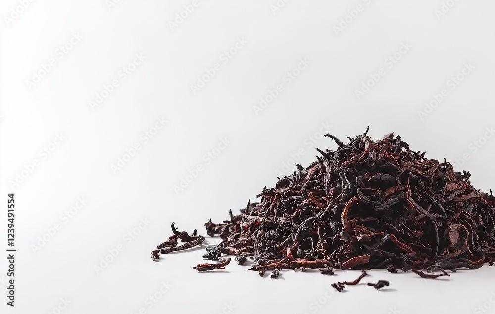 Fototapeta premium Dried Hibiscus Petals Pile on White Background for Herbal Use