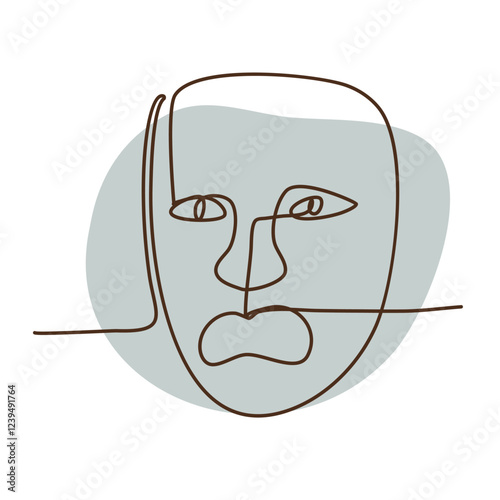 Hand drawn face man vector lineart illustration. One Line style drawing. People line art minimalist logo