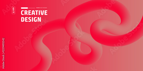 Abstract Red Fluid Design, Creative 3D Wave Background