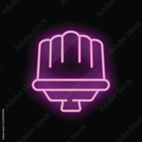 Bright pink neon sign showing a bundt cake mold on a black background, ideal for a bakery, restaurant, or cooking related business