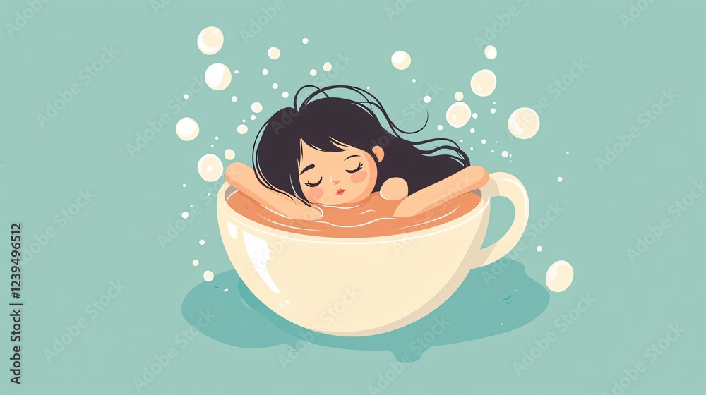 Vector Illustration of a Funny Girl Taking a Bath with Bubbles, Foam, and a Rubber Duck, Perfect for Children's Books, Magazines, and Advertising Vector Illustration of a Funny Girl Taking a Bath with Bubbles, Foam, and a Rubber Duck, Perfect for Children's Books, Magazines, and Advertising