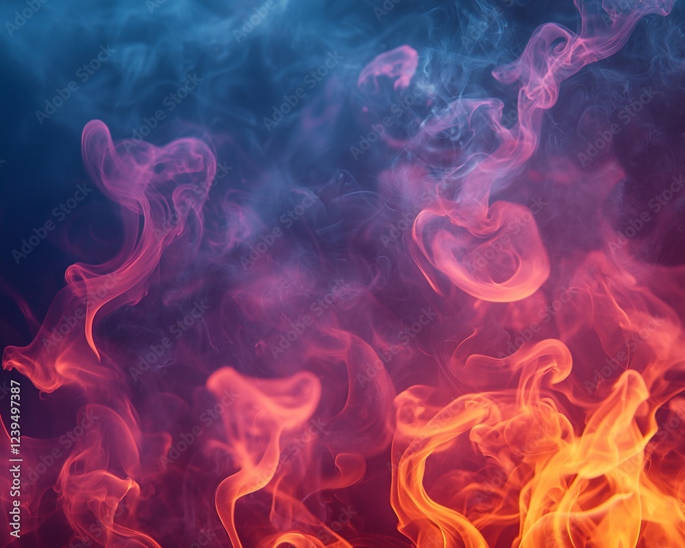 Abstract fire and smoke swirls, dark background, design element Abstract fire and smoke swirls, dark background, design element