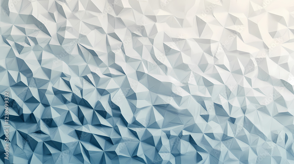 Obraz premium Abstract geometric wallpaper soft gradient from pale blue to white subtle triangular patterns creating depth and movement. Geometric Patterns. Illustration
