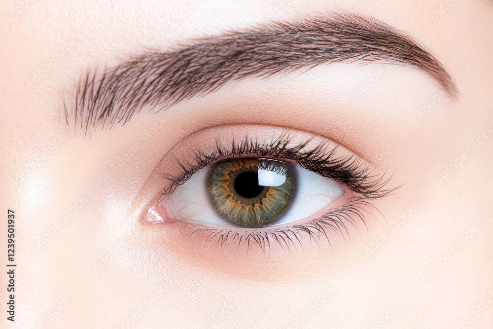 Obraz premium Woman's eye with a brownish-green color