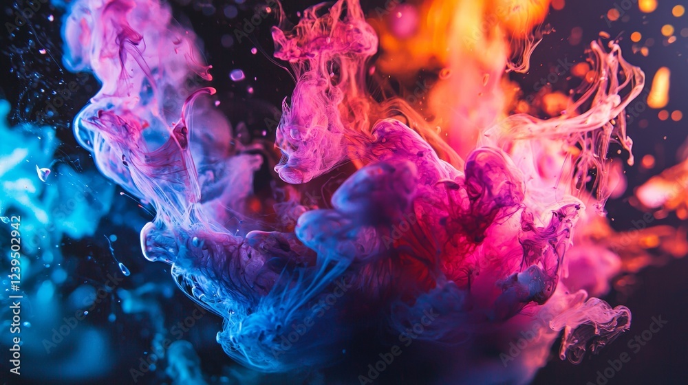 Obraz premium Vibrant explosion of colorful ink in water
