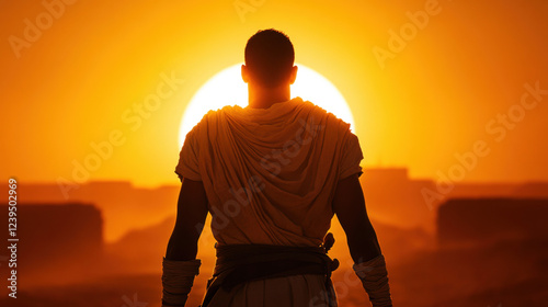 Elysium, A Greek warrior stands at the gates of Elysium, depicted in high fidelity detail in this stunning image.
