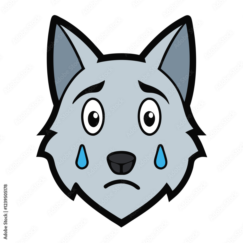 Wolf head crying face vector art illustration Wolf head crying face vector art illustration