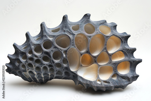 an unusual object reminiscent of a sea shell or a finely crafted sculpture.  photo