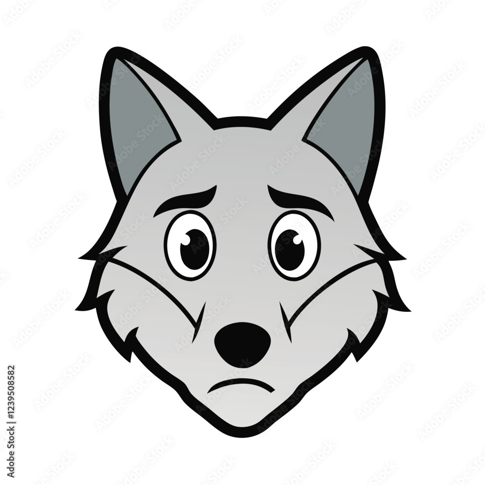 Wolf head sad face vector art illustration Wolf head sad face vector art illustration