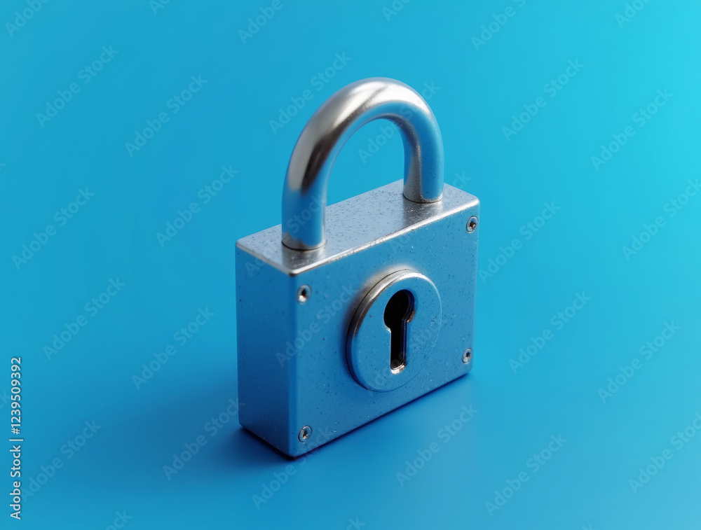 metal lock on blue background metal lock on blue background