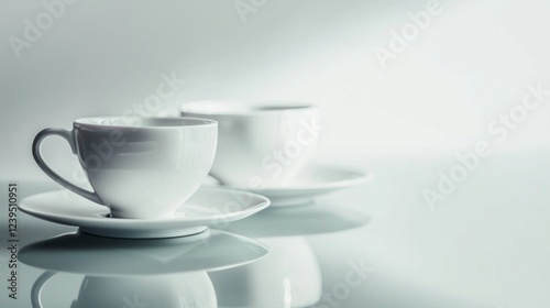 Wallpaper Mural Minimalist white tea set on clean background Torontodigital.ca