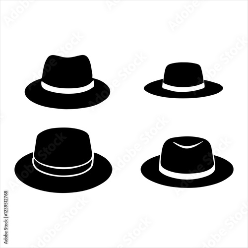  hat silhouette white background