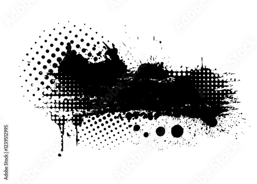 Splatter Paint Texture . Black Spray Blot of Ink. Place illustration Over any Object to Create Grungy Effect . hand drawn. Not AI, Vector.