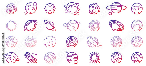 Planet and space icon collection