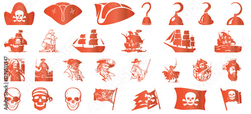 Pirate and equipment icon collection