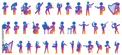 Orchestra and musical instrument icon collection
