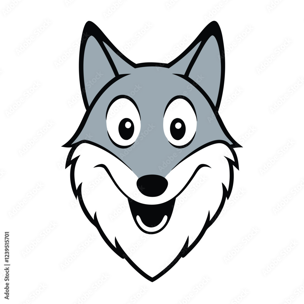 Wolf head smiling face vector art illustration Wolf head smiling face vector art illustration