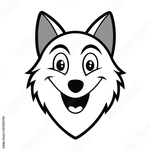 Wolf head smiling face vector art illustration photo