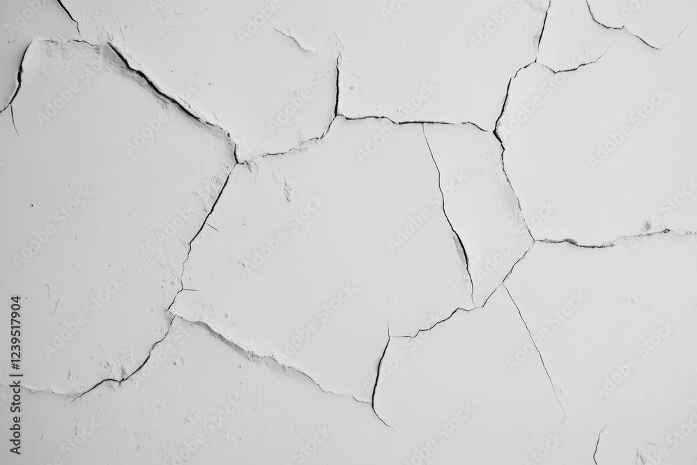 Cracked white wall texture with weathered surface and distinctive patterns Cracked white wall texture with weathered surface and distinctive patterns