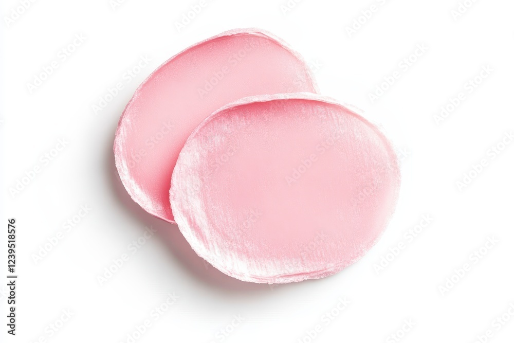 Top view of pale pink under eye patches set against white background Beauty item Top view of pale pink under eye patches set against white background Beauty item