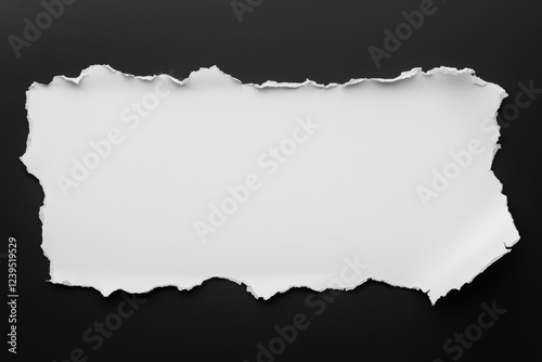 Torn white paper on black background with jagged edges showing texture contrast photo