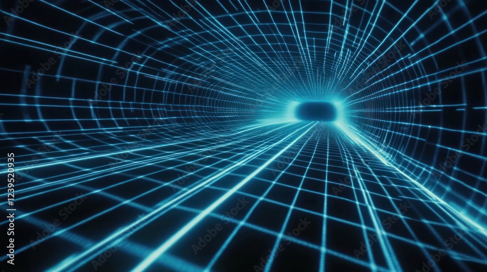 Obraz premium Digital tunnel, data stream, futuristic travel, network, abstract background, website banner