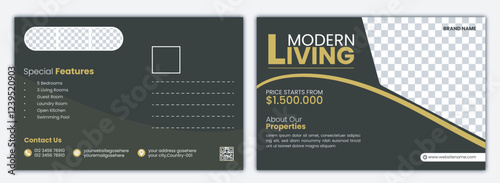 Corporate real estate business postcard design template. EDDM design, flyer cover template