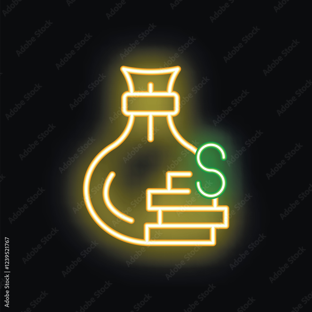 Neon sign representing the concept of saving money with its bright colors